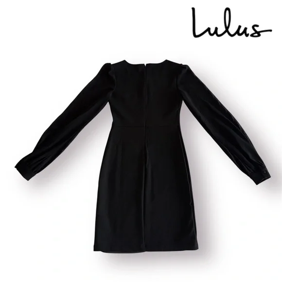 Lulu’s Long Sheer Sleeves Black Dress - Picture 4 of 9